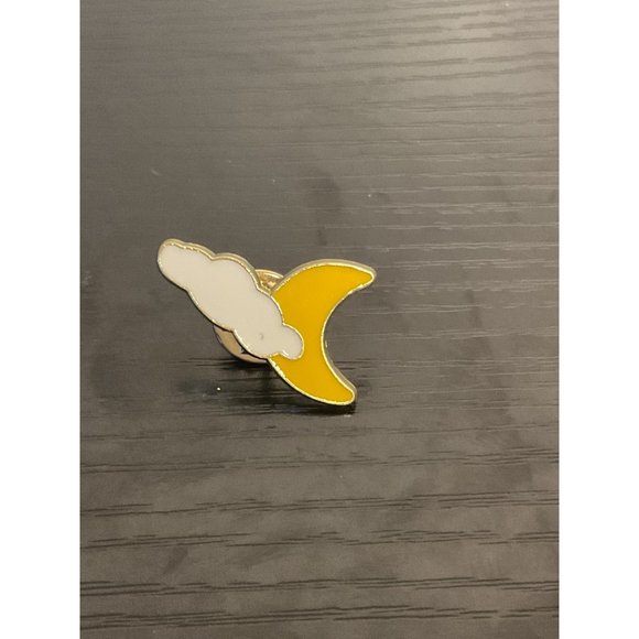 Yellow Moon & White Cloud Enamel Pin Cloudy Day - Picture 1 of 3